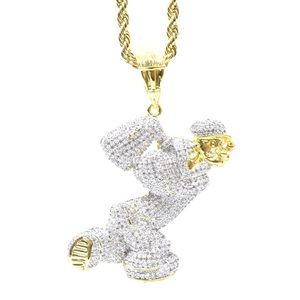 14k Gold Diamond Custom Cartoon Charm Chain